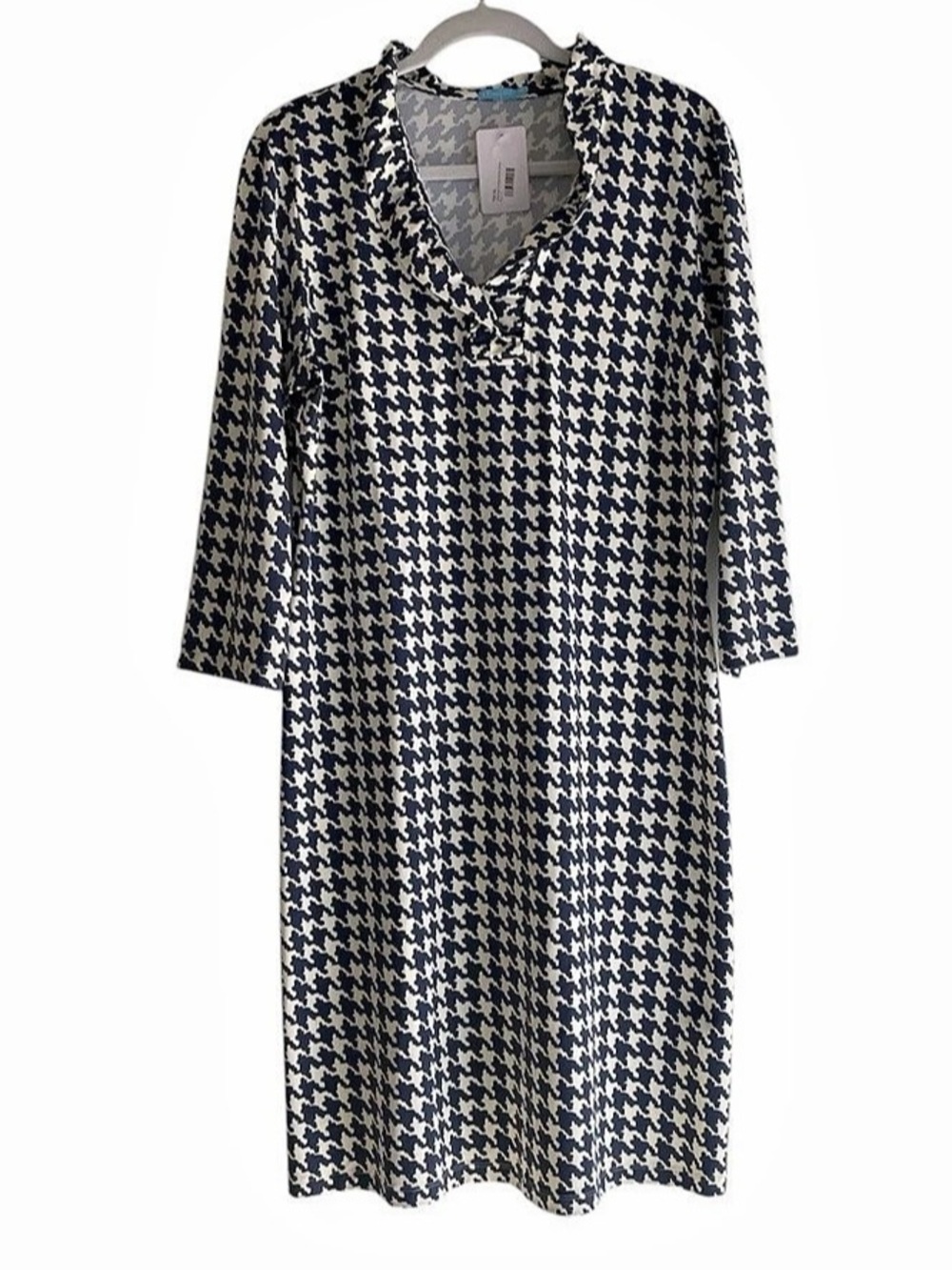 J.McLaughlin Houndstooth Dress in Blue & White Size XL NWT